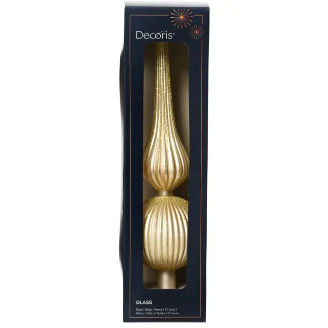 Sklenený špic na vianočný stromček 31cm – mix zlatý 9170226,7