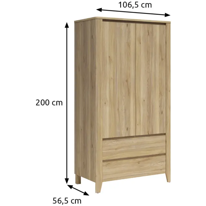 Skriňa Sawira Ii 106,5 Cm - Dub Mauvella, Dvojdverový, Zásuvky