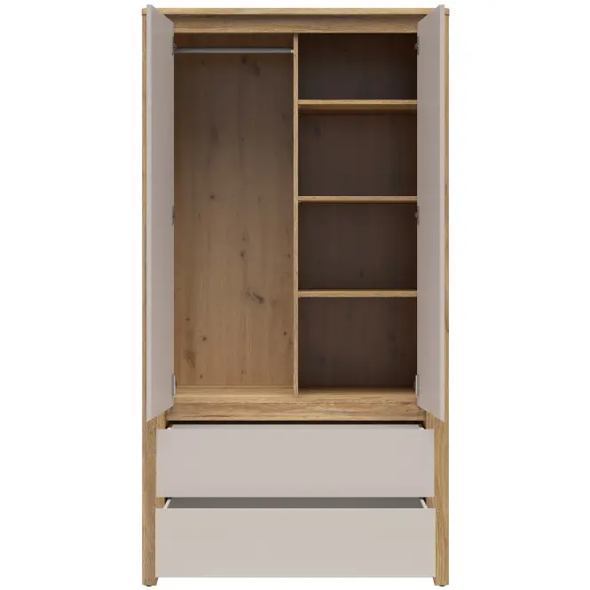 Skriňa Sawira Ii 106,5 Cm - Dub Mauvella/Kašmír, Dvojdverový, Zásuvky