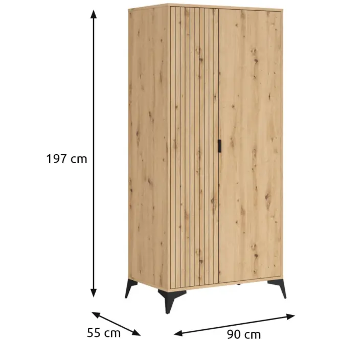 Skriňa Lamea 90 Cm – Artisan, Lamela, Dvojdverový,2