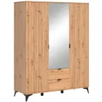 Skriňa Lamea 154 Cm So Zrkadlom – Artisan, Lamela, Trojdverový, Zásuvky
