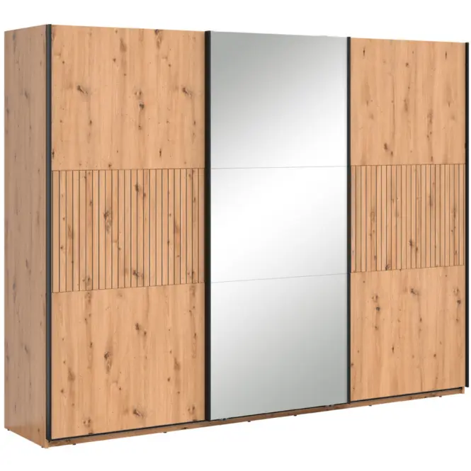 Skriňa Lamea 270 Cm So Zrkadlom – Artisan, Lamela, Trojdverový
