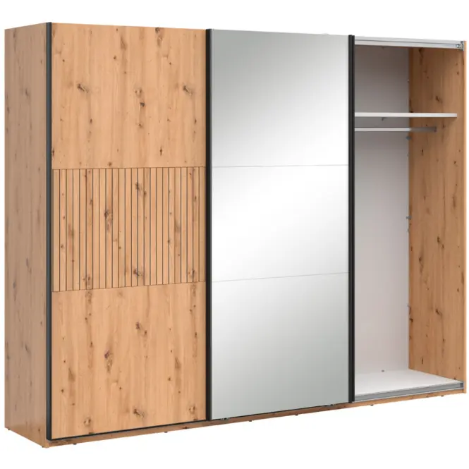 Skriňa Lamea 270 Cm So Zrkadlom – Artisan, Lamela, Trojdverový,4
