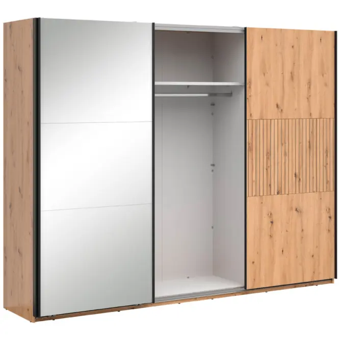 Skriňa Lamea 270 Cm So Zrkadlom – Artisan, Lamela, Trojdverový