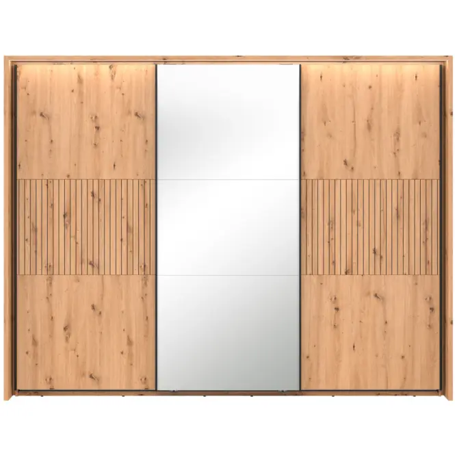 Skriňa Lamea 270 Cm So Zrkadlom – Artisan, Lamela, Trojdverový