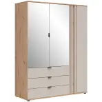Skriňa Brevas 150,5 Cm So Zrkadlom – Artisan/Kašmír, Lamela, Trojdverový,Zásuvky