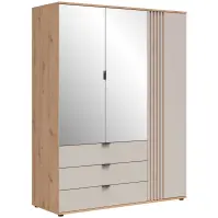 Skriňa Brevas 150,5 Cm So Zrkadlom – Artisan/Kašmír, Lamela, Trojdverový,Zásuvky