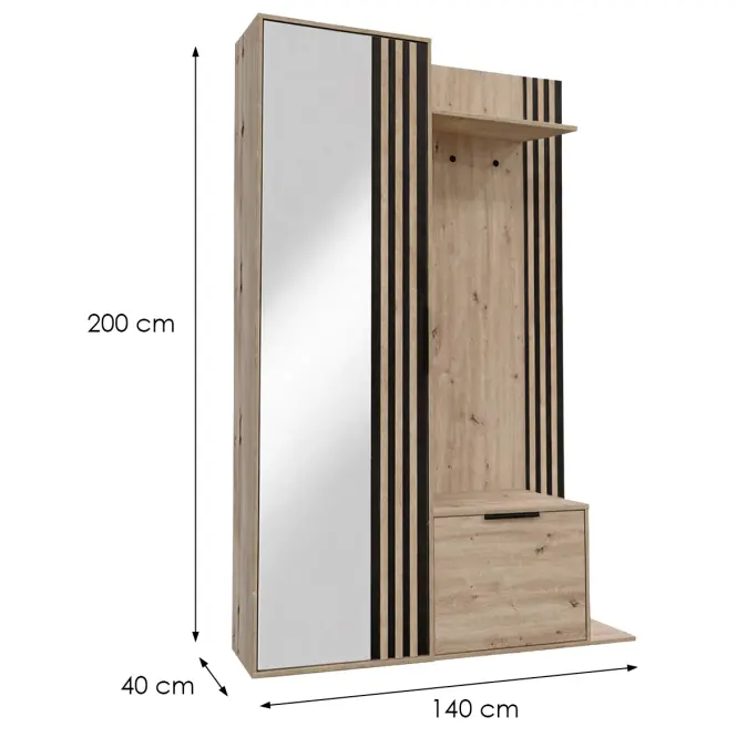 Predsieňový nábytok Amber 140 Artisan /Čierna