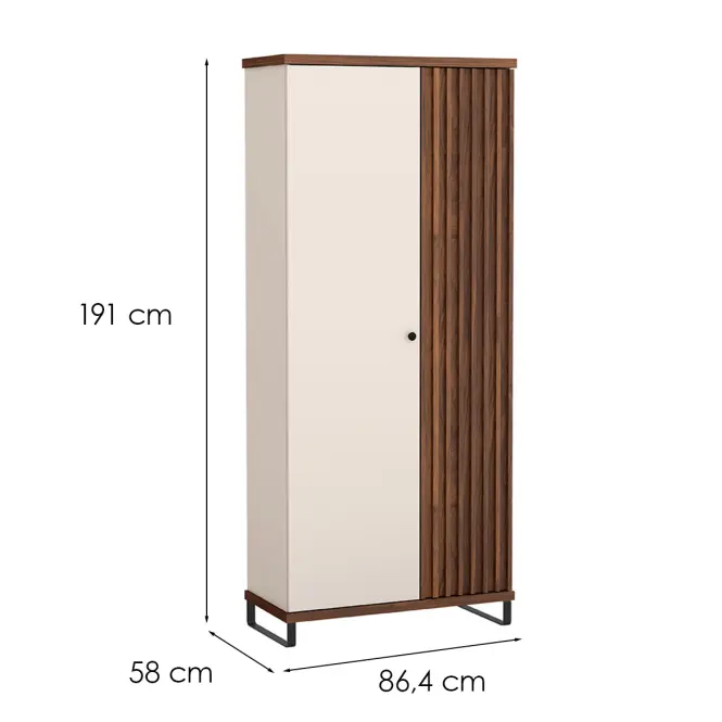 Skriňa Cali C-1 86,4cm – Kašmír/Orech, Lamely, Dvojdverový,2
