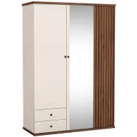 Skriňa Cali C23 150cm So Zrkadlom – Kašmír/Orech, Lamely, Trojdverový, Zásuvky