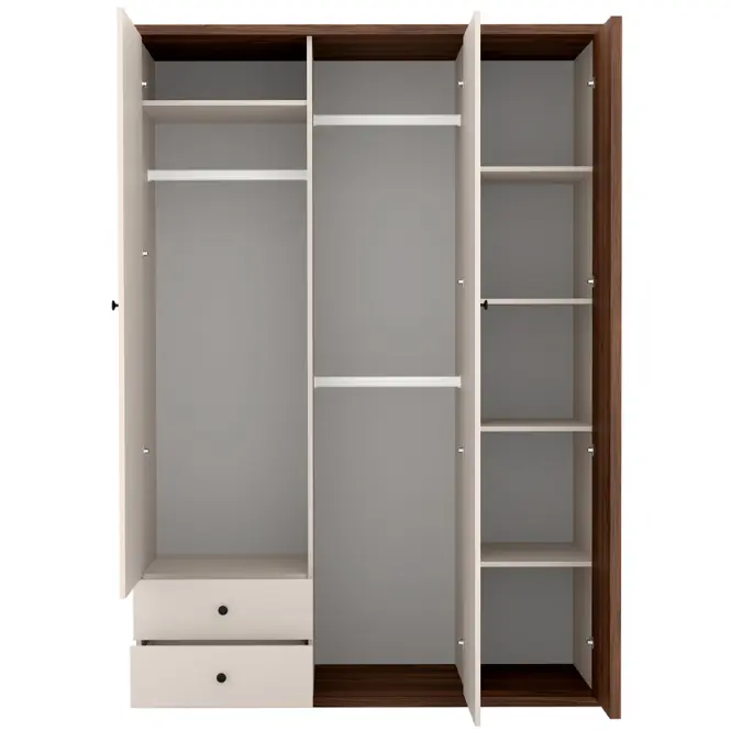 Skriňa Cali C23 150cm So Zrkadlom – Kašmír/Orech, Lamely, Trojdverový, Zásuvky,4