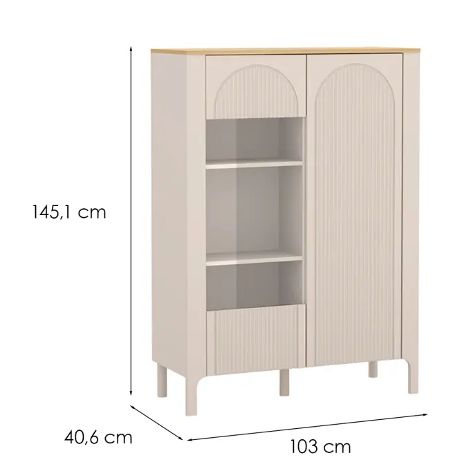 Vitrína Marbella Ma3 103cm – Kašmír, Dvojdverový,2