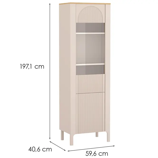 Vitrína Marbella Ma4 59,6cm – Kašmír, Dvojdverový,2