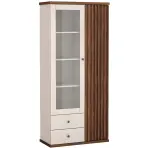 Vitrína C-2 86,4cm – Kašmír/Orech, Lamely, Dvojdverový, Zásuvky