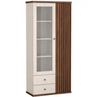 Vitrína C-2 86,4cm – Kašmír/Orech, Lamely, Dvojdverový, Zásuvky
