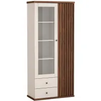 Vitrína C-2 86,4cm – Kašmír/Orech, Lamely, Dvojdverový, Zásuvky