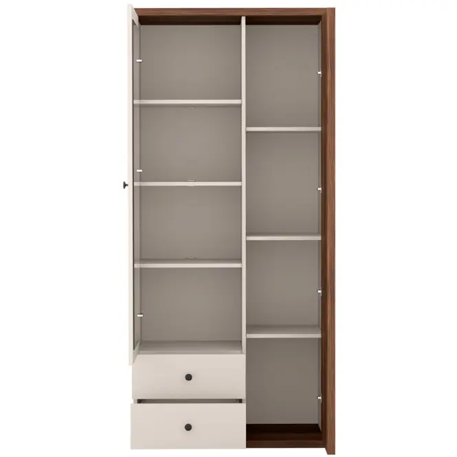 Vitrína C-2 86,4cm – Kašmír/Orech, Lamely, Dvojdverový, Zásuvky,7
