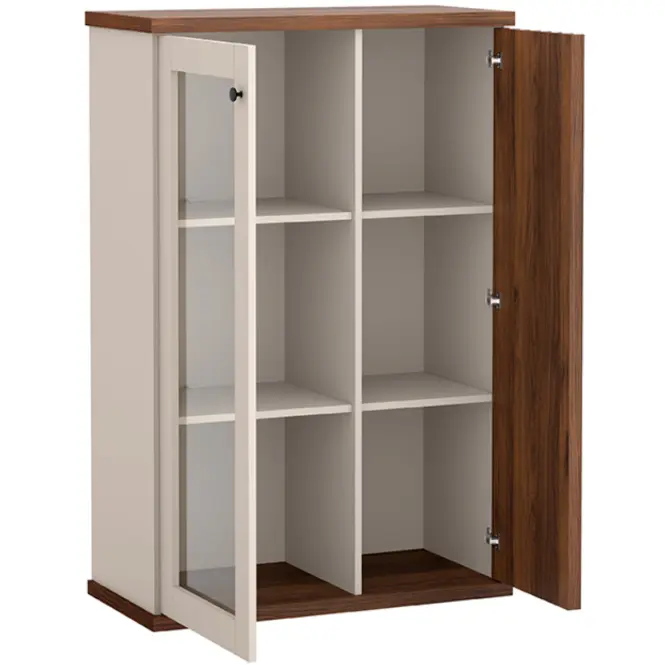 Vitrína C-3 86,4cm – Kašmír/Orech, Lamely, Dvojdverový