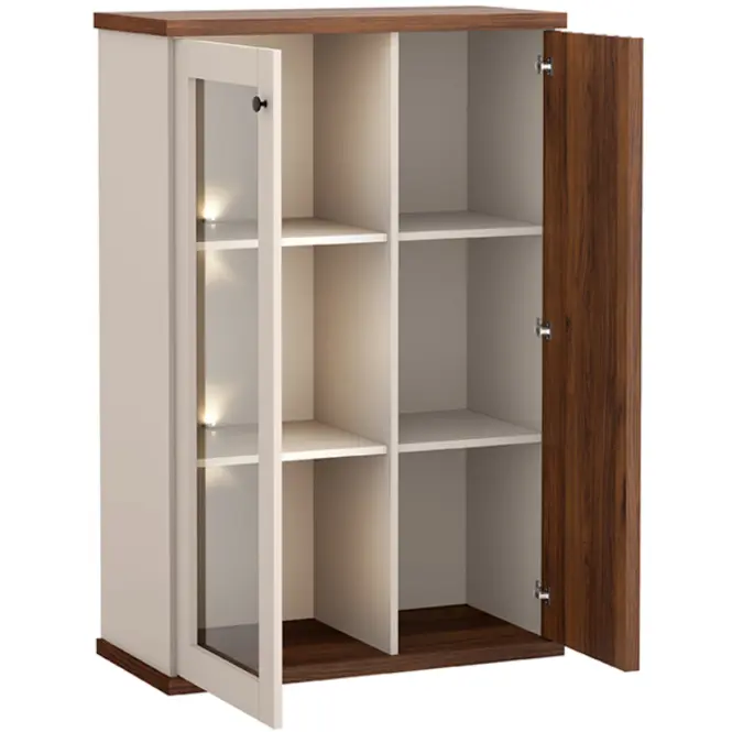 Vitrína C-3 86,4cm – Kašmír/Orech, Lamely, Dvojdverový,6