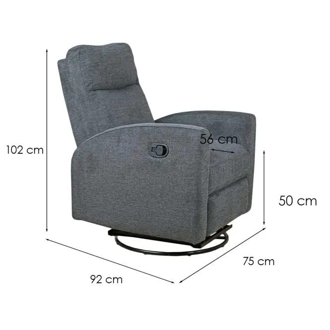 Kreslo Tess, sivé, s relaxačnou funkciou