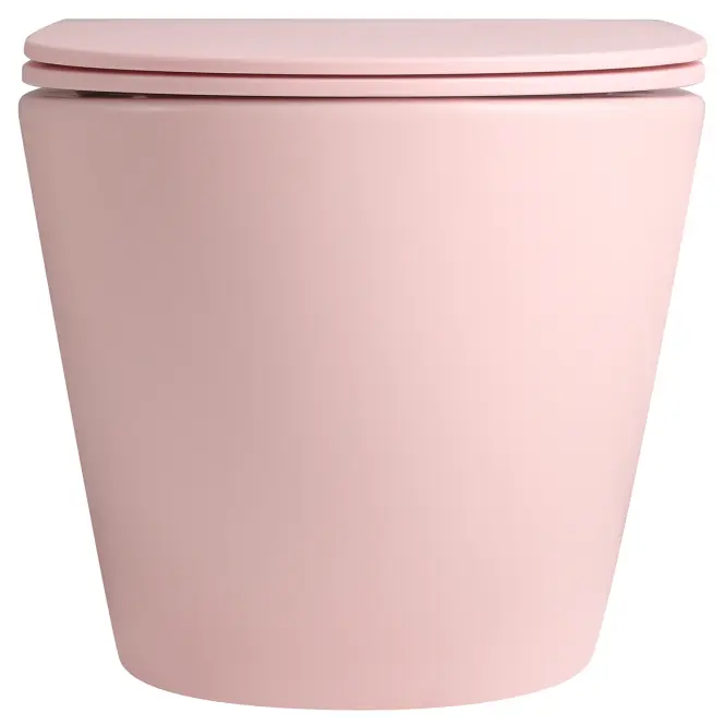Závesná WC misa Elena light pink matt s voľne padajúcou doskou,2