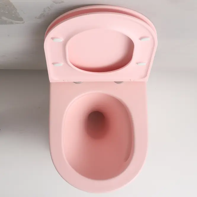 Závesná WC misa Elena light pink matt s voľne padajúcou doskou,5