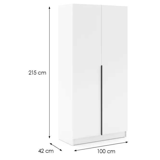 Skriňa Riva 100cm - Biely, Dvojdverový,2