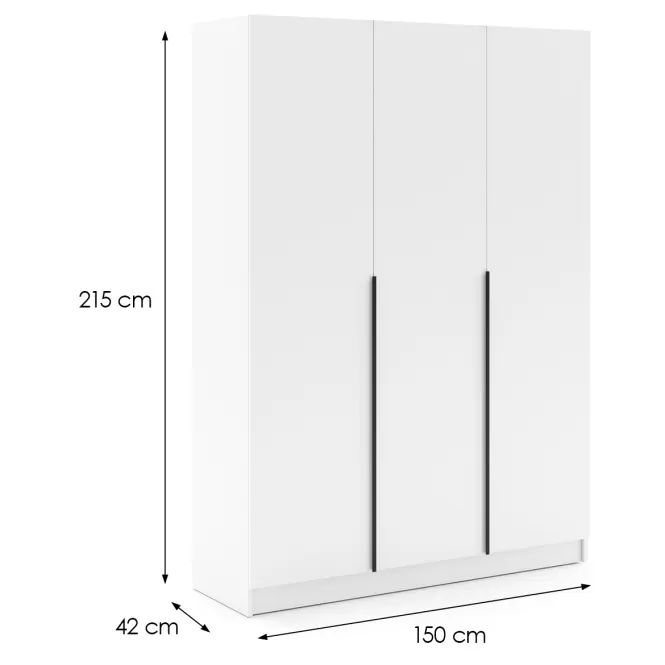 Skriňa Riva 150cm - Biely, Trojdverový,2