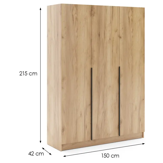 Skriňa Riva 150cm - Craft Zlatý, Trojdverový,2
