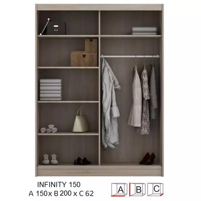 Skriňa Infiniti 150 cm dub sonoma