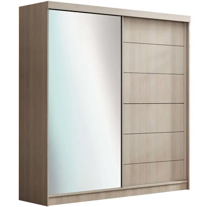Skriňa s posuvnými dverami Infinity 150 cm so zrkadlom – dub sonoma, dvojdverová