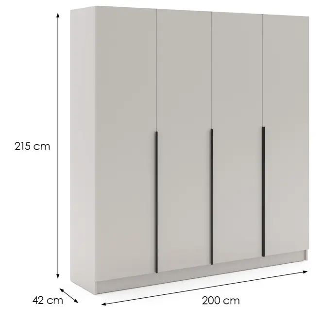 Skriňa Riva 200cm - Kašmír, Štvordverový,2
