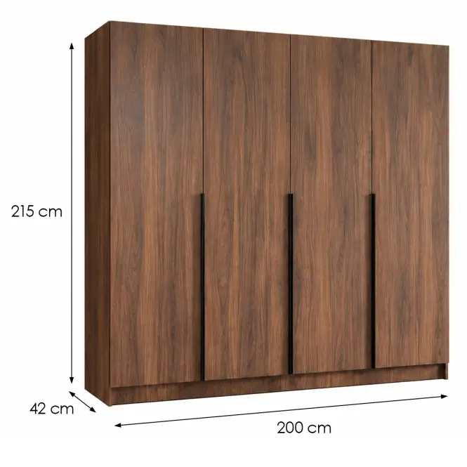 Skriňa Riva 200cm - Dub Catania, Štvordverový,2