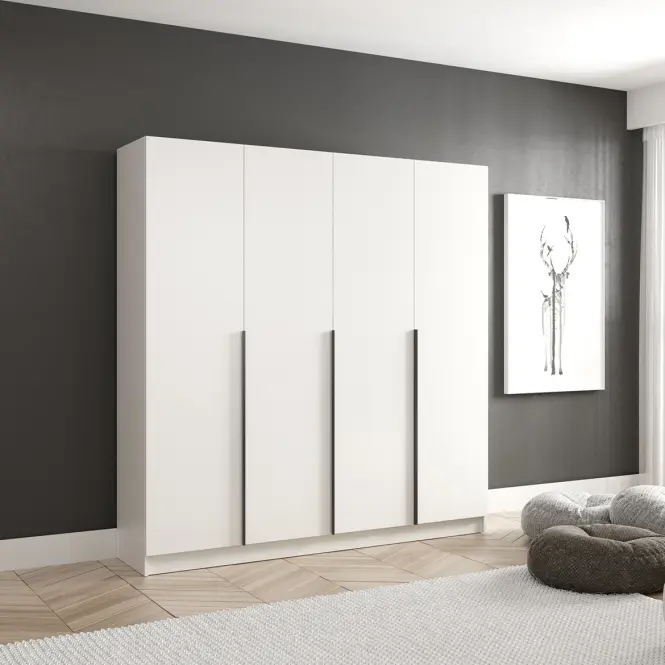 Skriňa Riva 200cm - Biely, Štvordverový,3