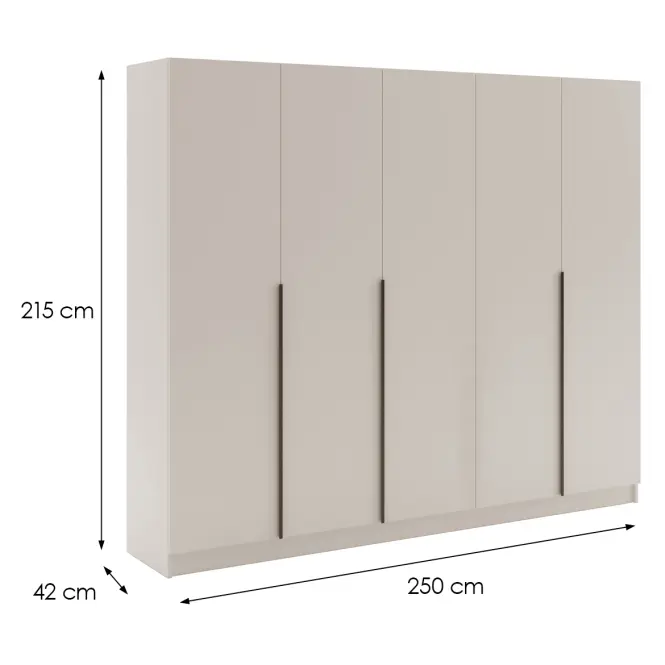 Skriňa Riva 250cm - Kašmír, Päťdverový,2
