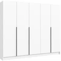Skriňa Riva 250cm - Biely, Päťdverový