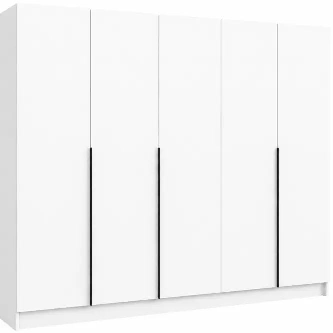 Skriňa Riva 250cm - Biely, Päťdverový