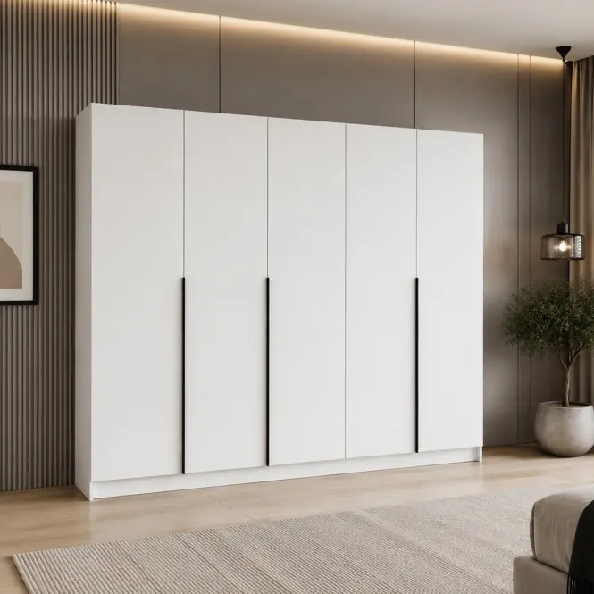 Skriňa Riva 250cm - Biely, Päťdverový,3