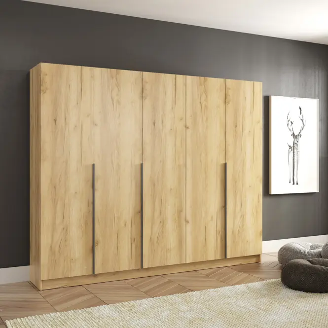 Skriňa Riva 250cm - Craft Zlatý, Päťdverový,4