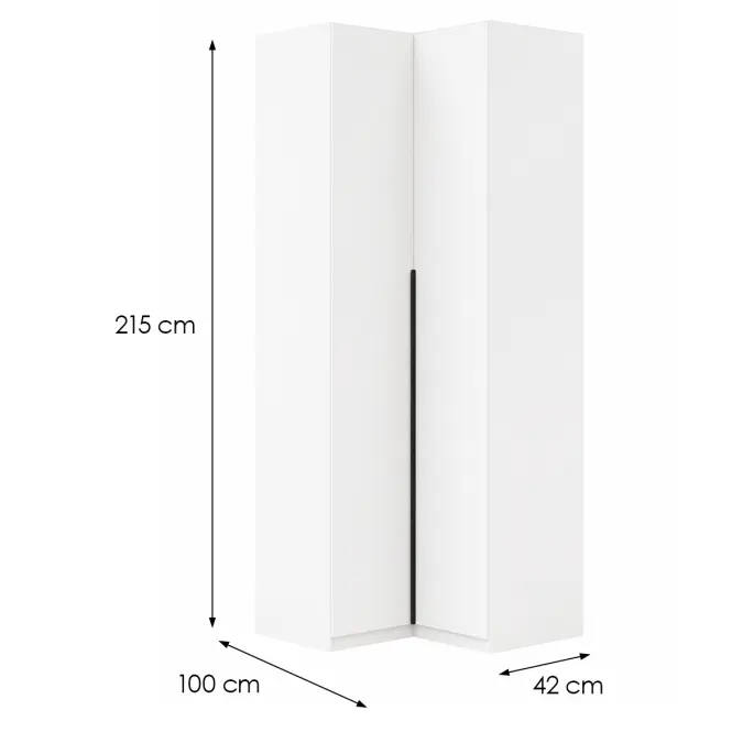 Skriňa Naroża Riva 100cm Biely, Dvojdverový,2