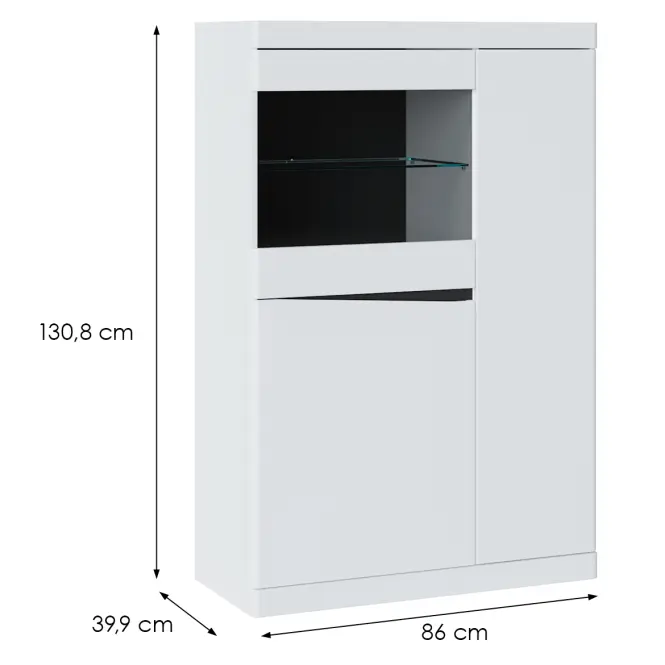 Vitrína Nízka 3D Turino Neo Turv02 U035 Biely Alpin/Sz.Grafit Pvc/,2