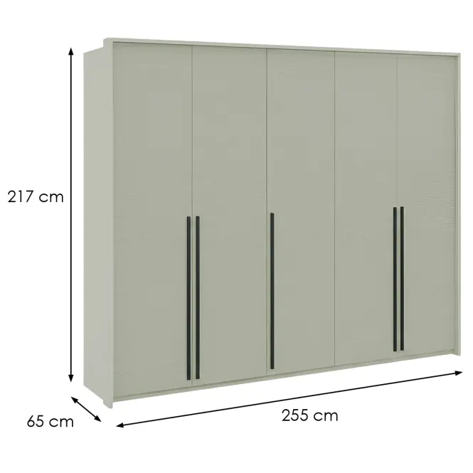 Skriňa Genua D-Lux 255cm – Eucalyptus, Päťdverový,2