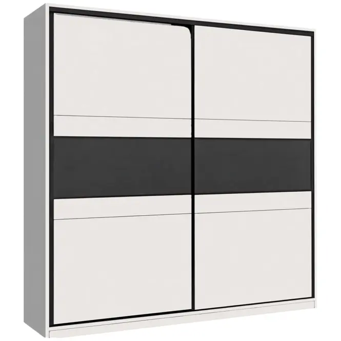Skriňa Manhattan 226cm - Cashmere/Čierne Sklo, Dvojdverový