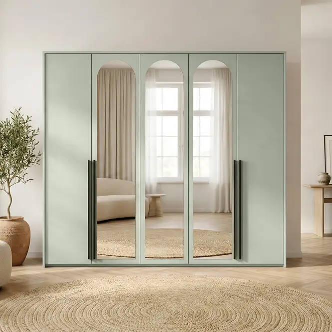 Skriňa Luca 255cm So Zrkadlom – Eucalyptus, Päťdverový,4