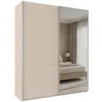 Skriňa Rodos 200cm  So Zrkadlom - Pieskovo Béžová, Dvojdverový