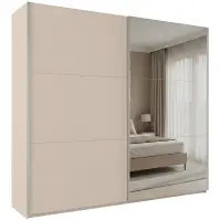 Skriňa Rodos 225cm So Zrkadlom - Pieskovo Béžová, Dvojdverový