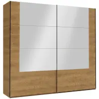Skriňa Madryt 250cm  So Zrkadlom - Dub Karmel, Dvojdverový