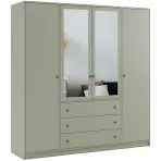 Skriňa Siena D4 Lux 196cm So Zrkadlom – Eucalyptus, Štvordverový, Zásuvky