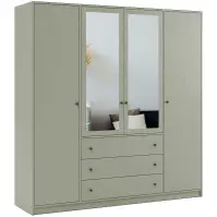 Skriňa Siena D4 Lux 196cm So Zrkadlom – Eucalyptus, Štvordverový, Zásuvky