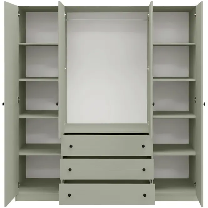 Skriňa Siena D4 Lux 196cm So Zrkadlom – Eucalyptus, Štvordverový, Zásuvky,3